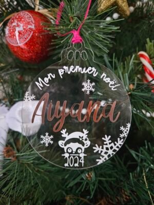 2008 Boule de Noël " mon premier noël " en acrylique à personnaliser