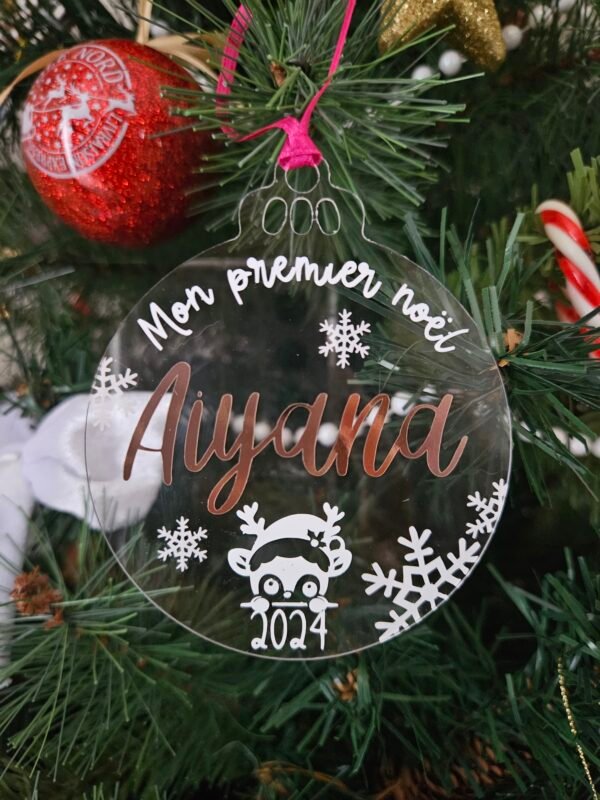 2008 Boule de Noël " mon premier noël " en acrylique à personnaliser