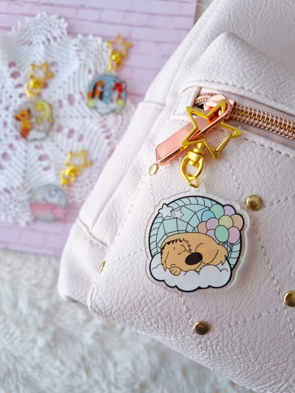 Porte-clefs acrylique chien inspiré d'un dessin animé